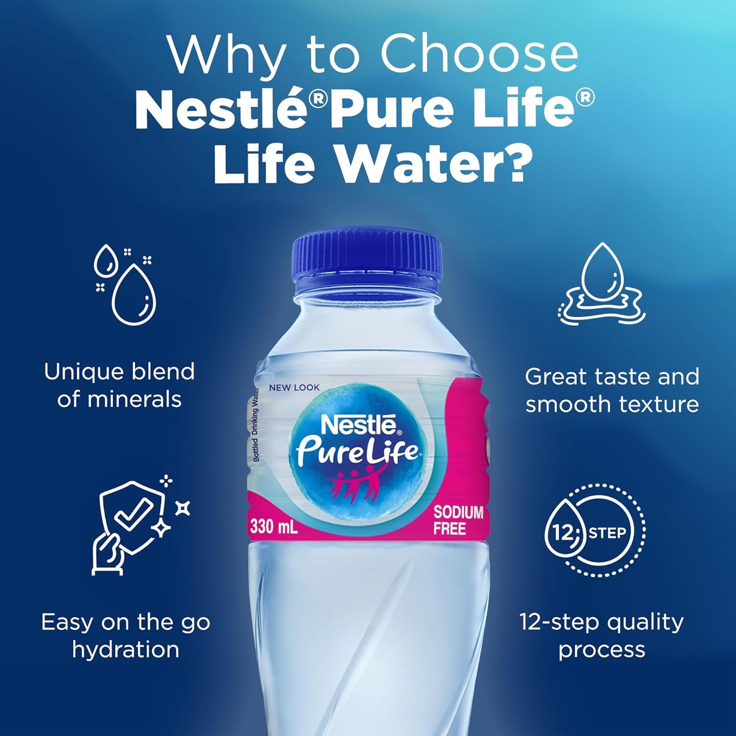 Nestlé Pure Life Low Sodium Water 330ml (Pack of 12)